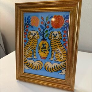 *NEW*Framed 5x7 Maximalist Folk Art Print - Staffordshire Dogs & Floral gallery